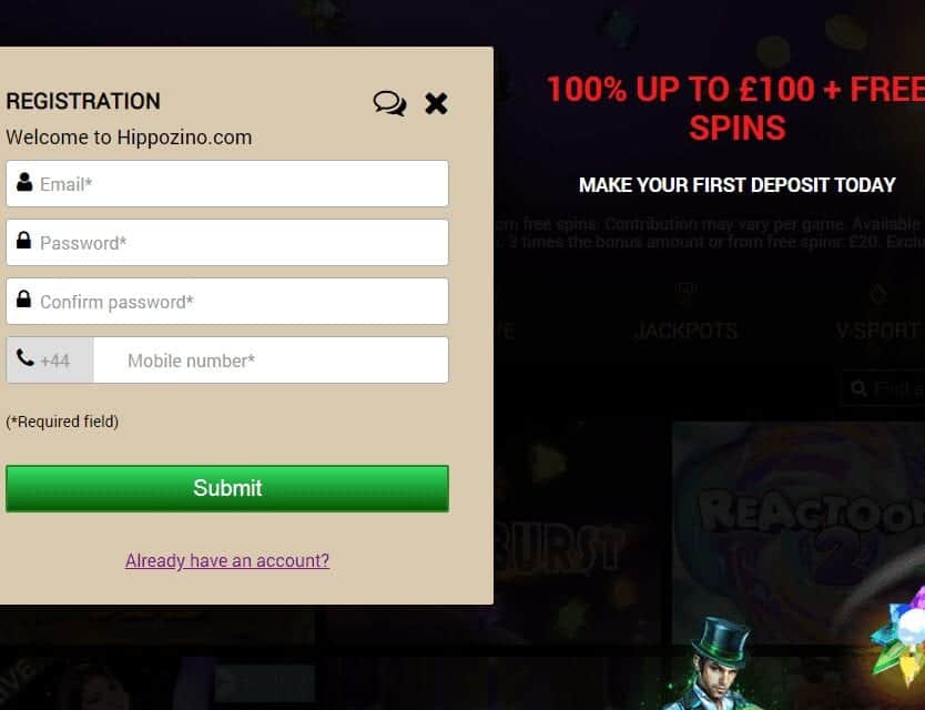 Hippozino Sign Up