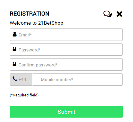 21 bet shop sign up