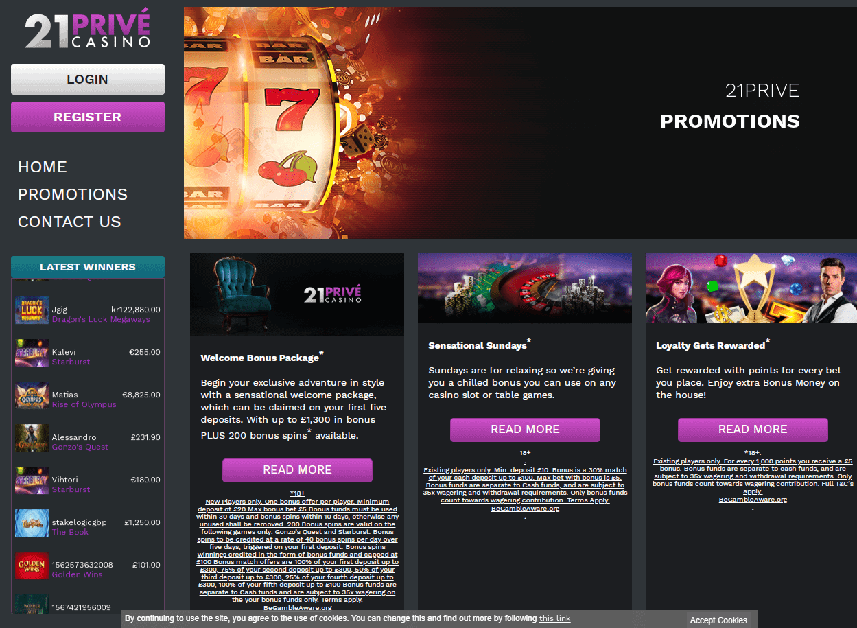 Dream Vegas promotions page