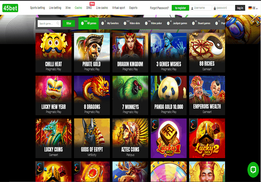 45bet game dextop Bronze Casino games page