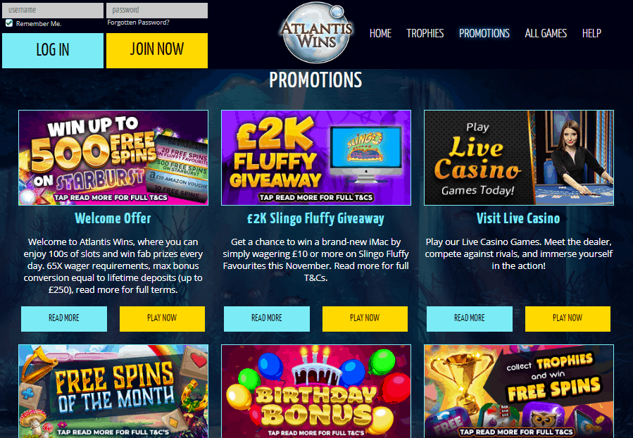 Atlantis Wins promotion page Atlantis Wins promotion page