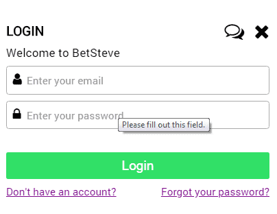 Bet Steve login page Bet Steve login page