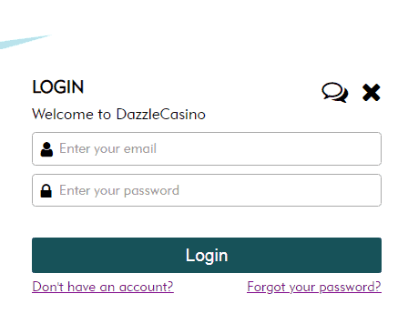 Dazzle Casino Login page