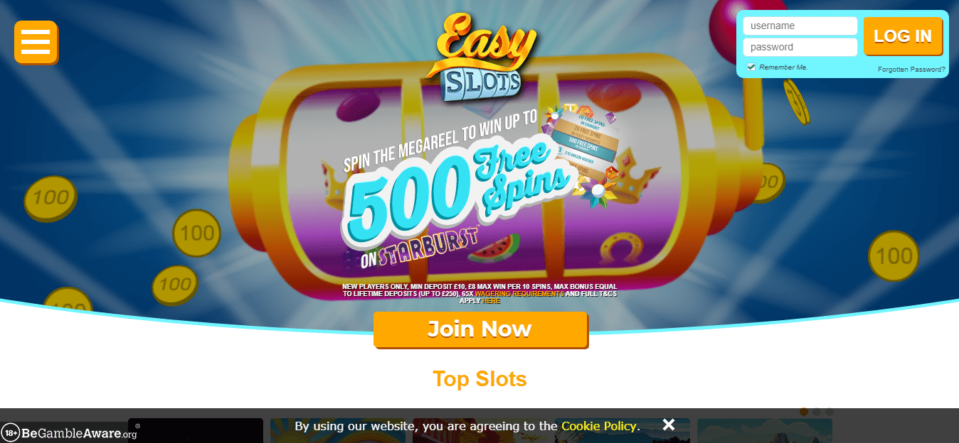 Easy Slots Home page