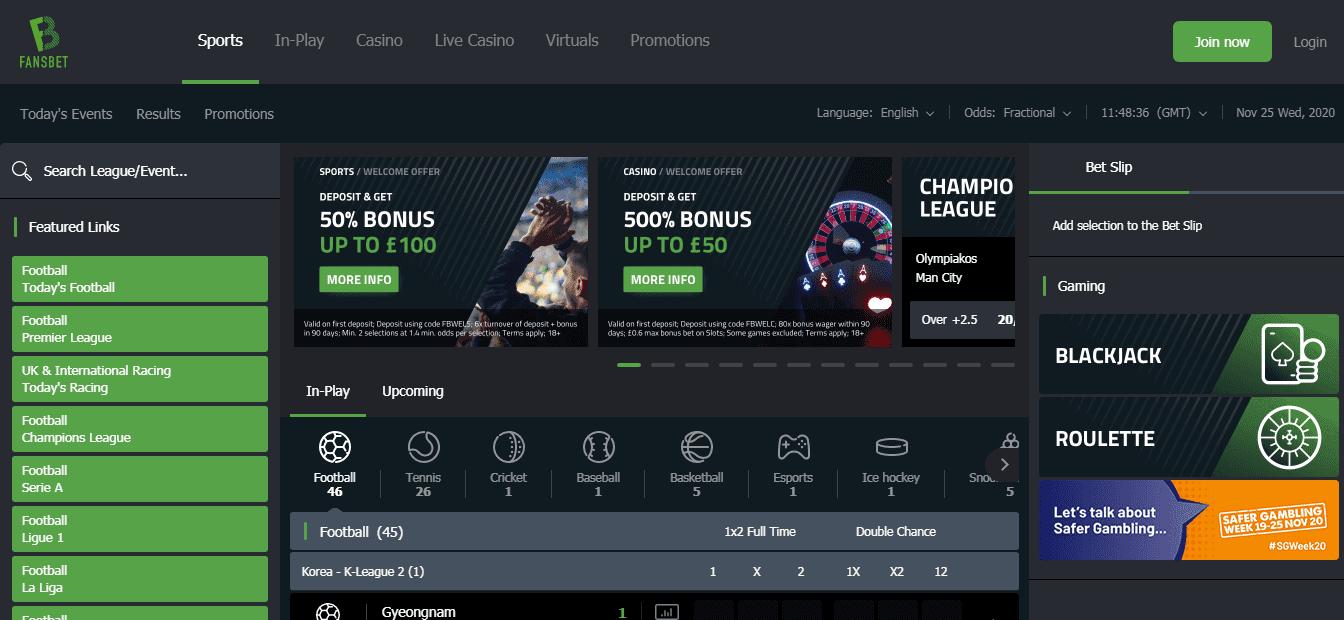 Fans Bet Homepage