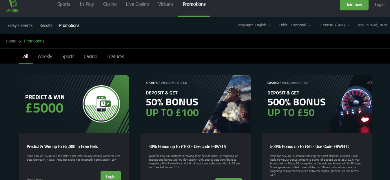 Fans Bet Promotionpage