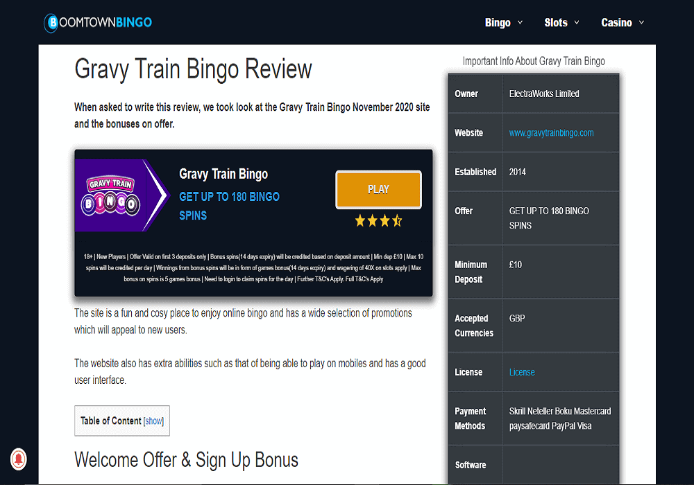 Cheeky Bingo home page