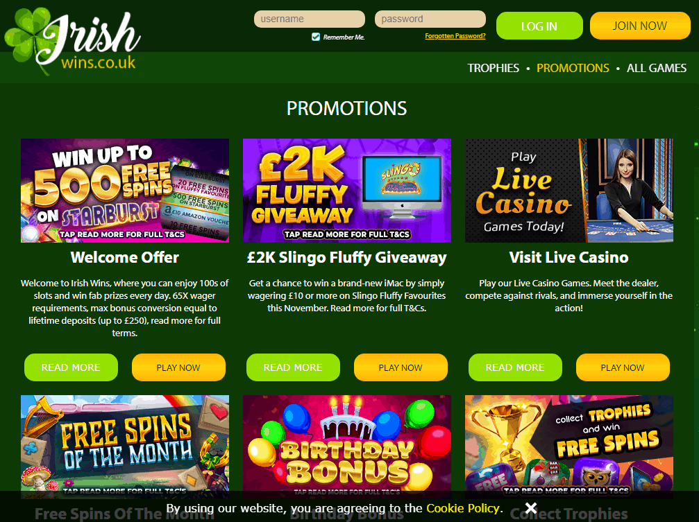 Irish Wins Promotions