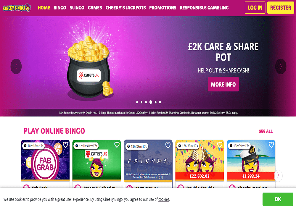 Cheeky Bingo home page