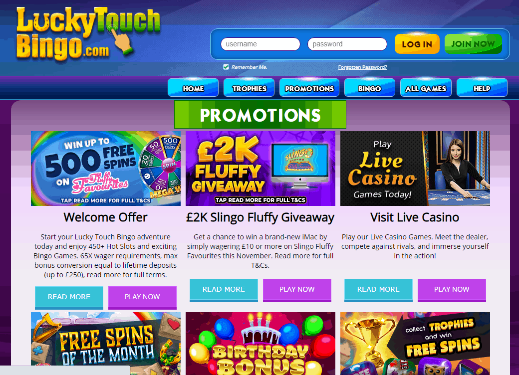 Lucky Touch Bingo Promotions Lucky Touch Bingo Promotions
