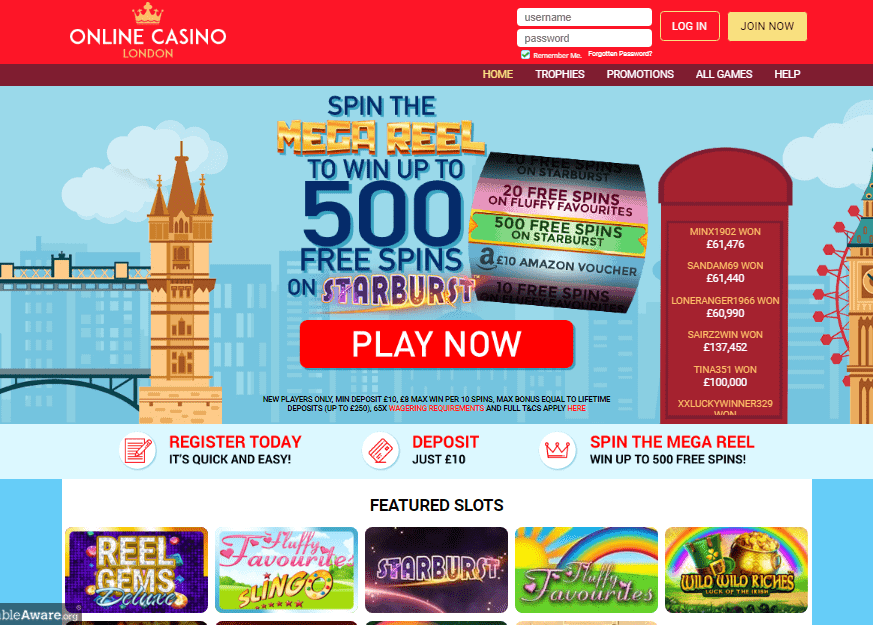 Online Casino London home page