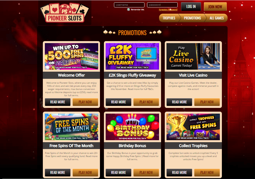 Pioneer Slots promotions