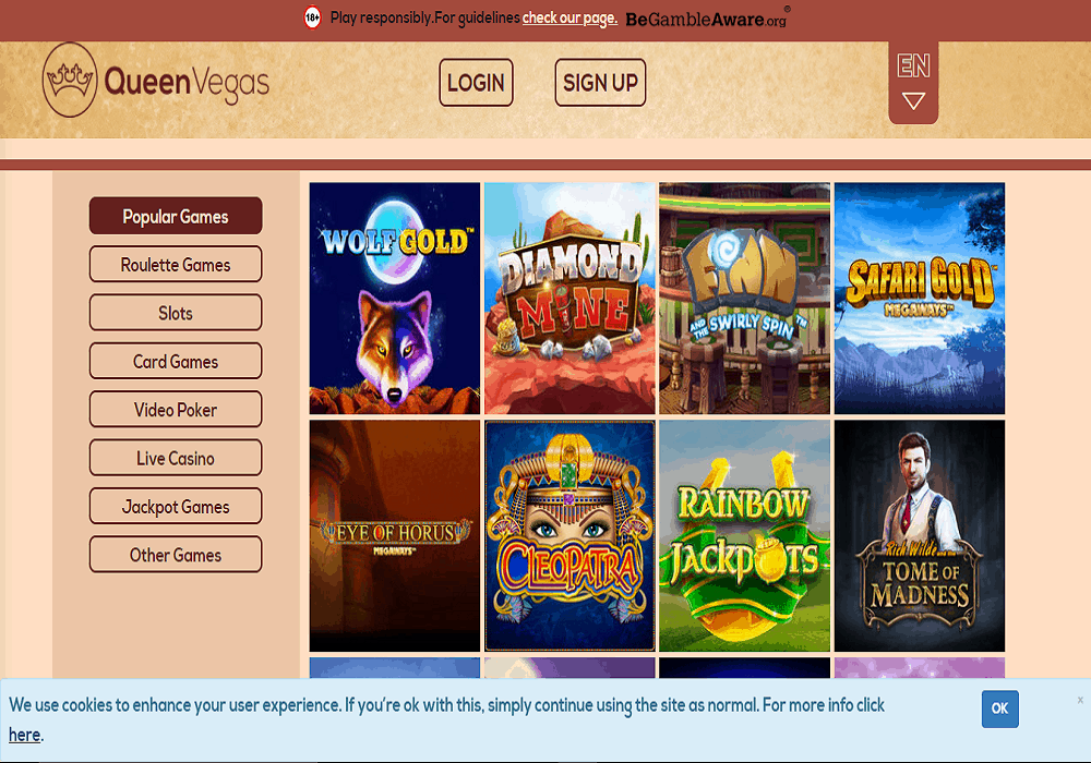 QueenVegas game play ojo games page