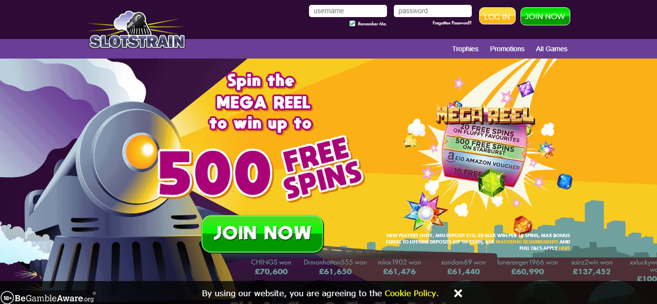 Slots Train Home page