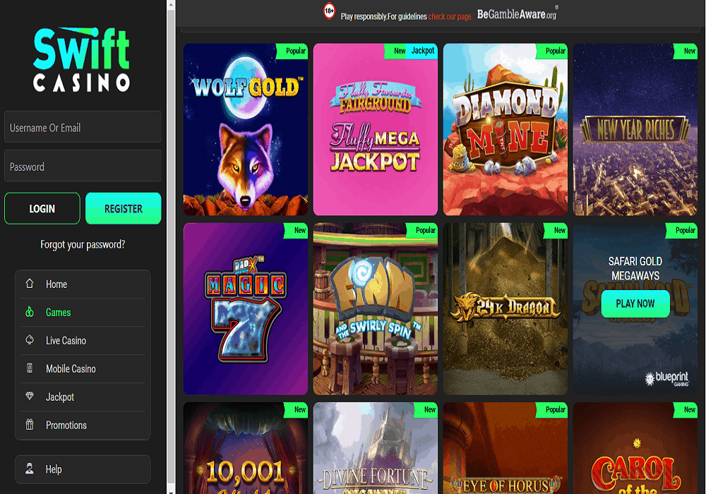 play ojo games page
