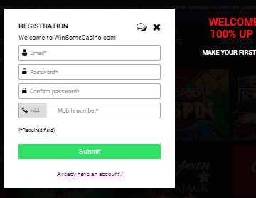 WinSome Casino SignUp