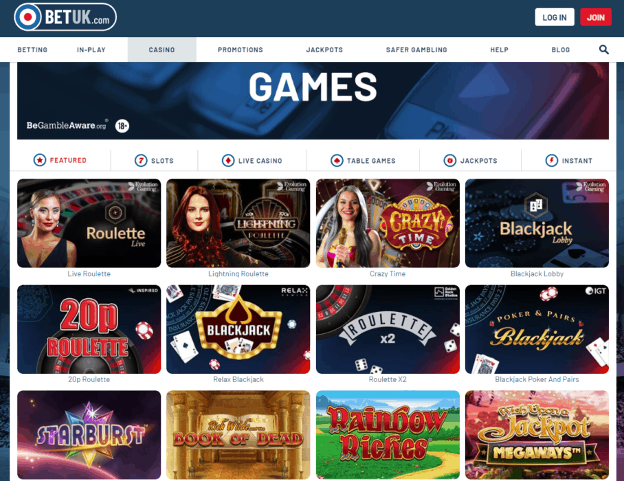 Pink Casino games page