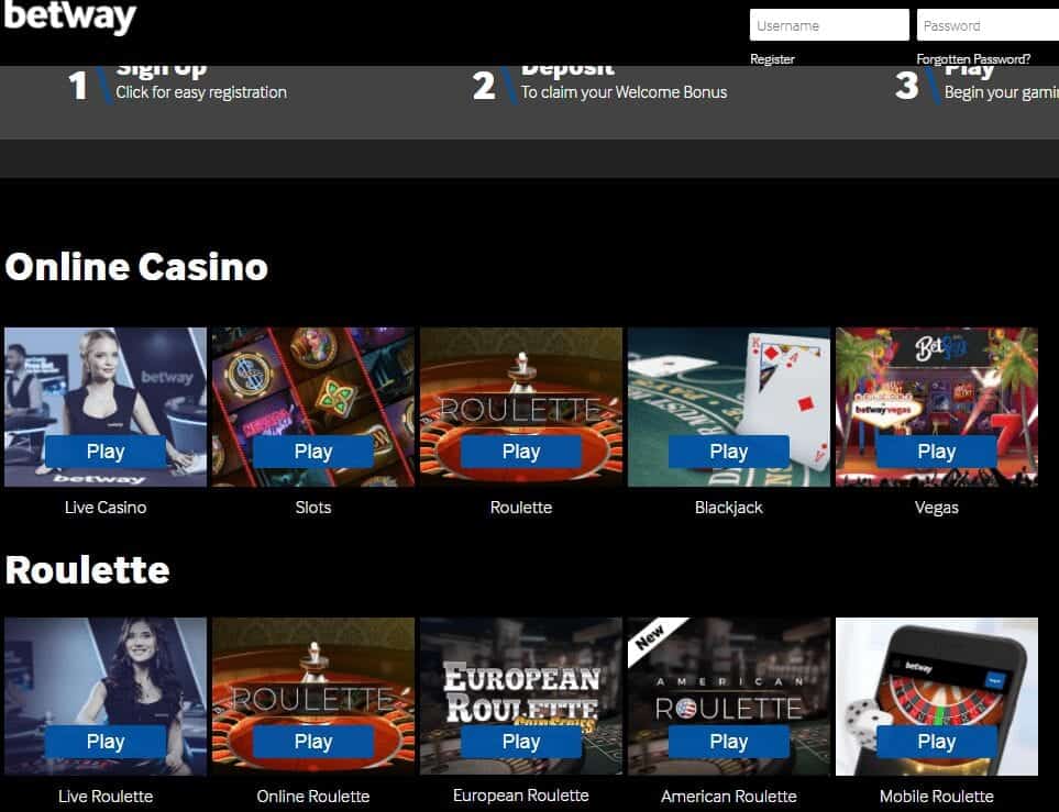 betway casino games