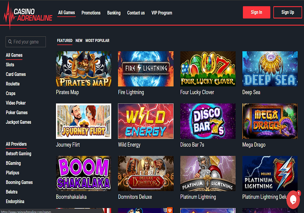 casinoadrenaline game Luxury Casino games page