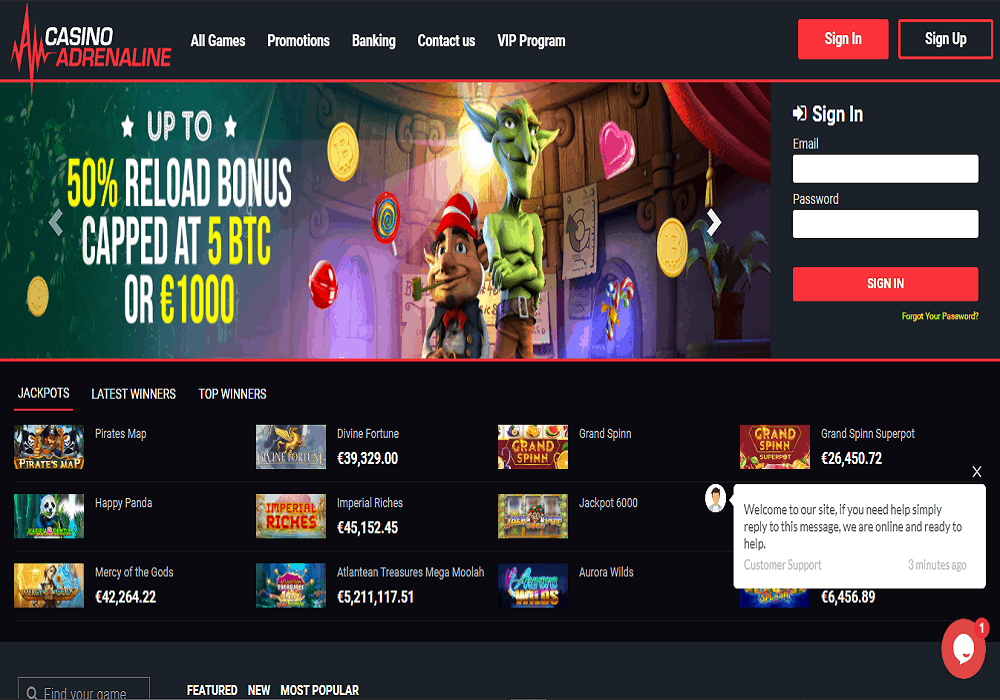 casinoadrenaline home luxury casino home page