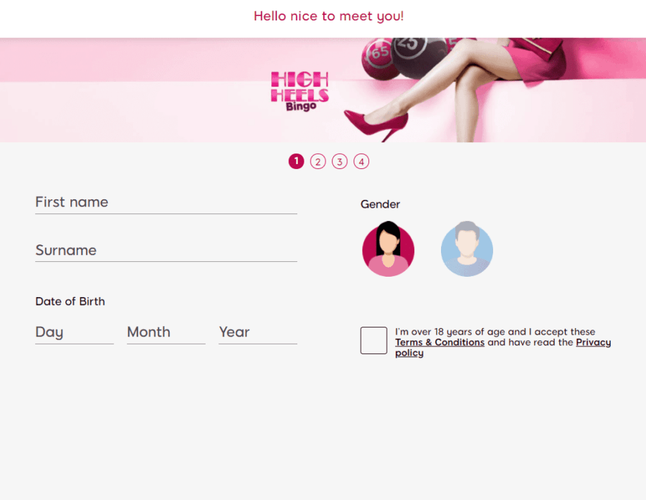 high heels bingo sign up