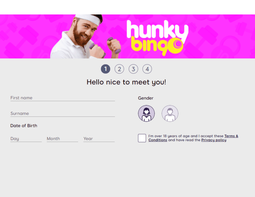 hunky bingo sign up