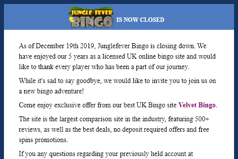 jungle fever bingofront image