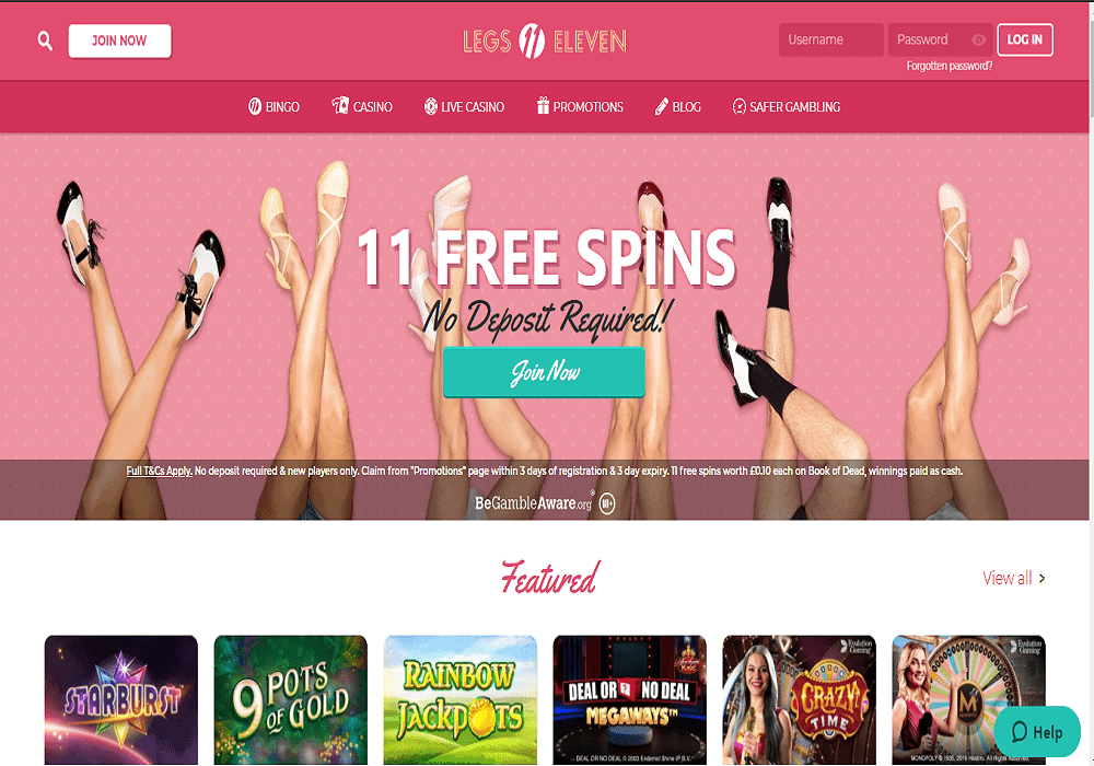 Pink Casino home page