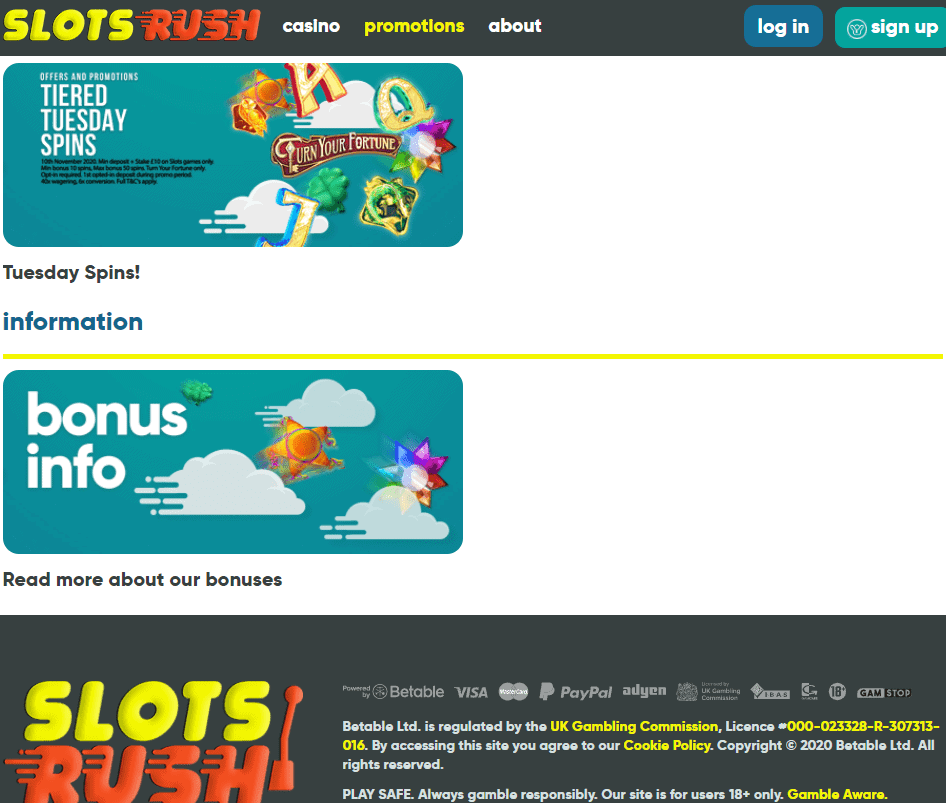 slots rush promortions