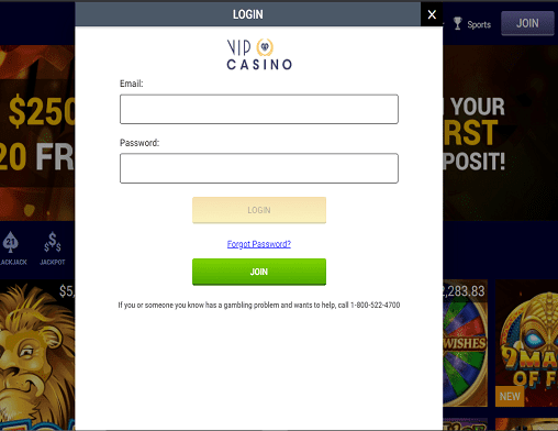 Bronze Casino login page