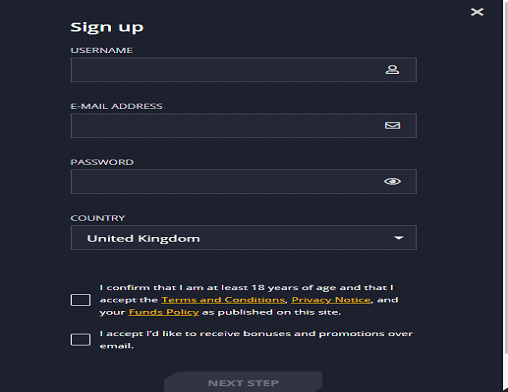Dream Vegas sign up page