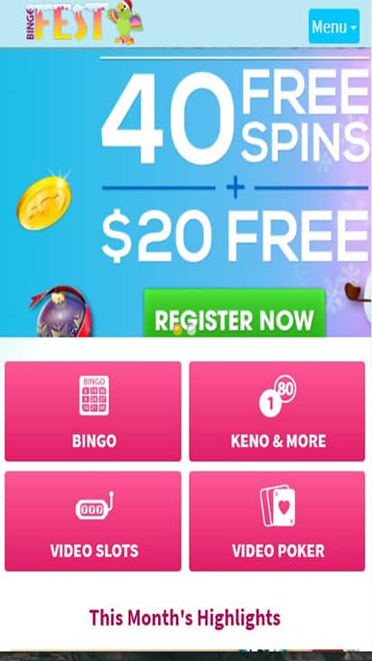 Bingo Fest home mobile