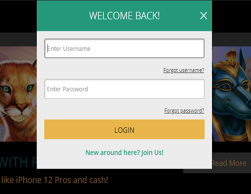DealersCasino login green play login page