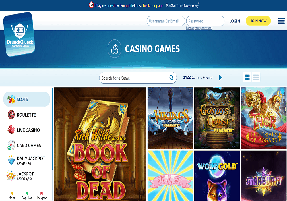 DrueckGlueck game play ojo games page