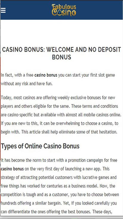 Fabulous Casino promo mobile