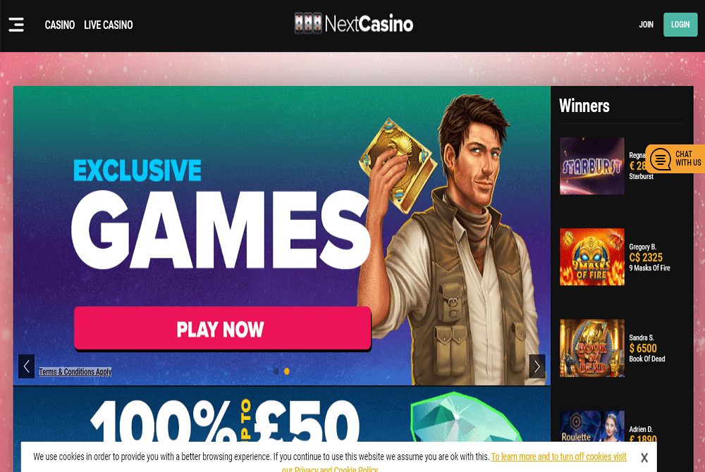 NextCasino home green play home page