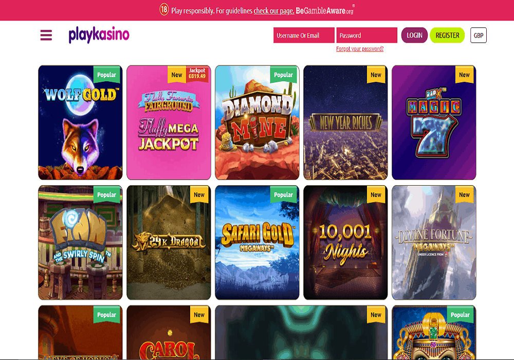 play ojo games page