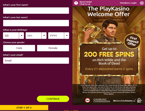 play ojo sign up page