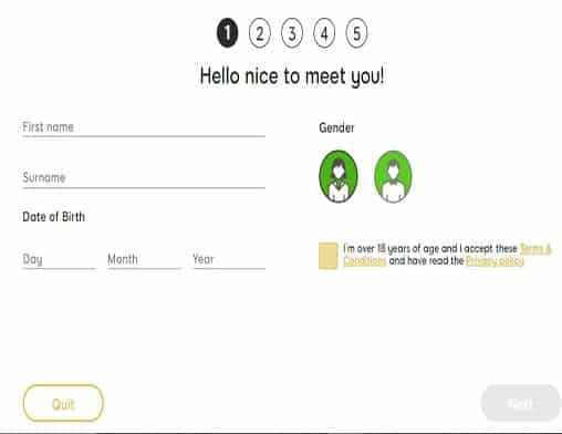 888 Casino sign up page