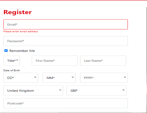 Kerching sign up page