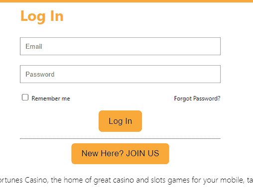 SuperFortunes login Kerching login page