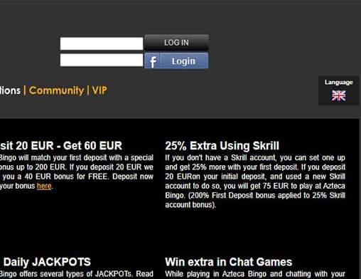 aztecabingo login bet clic log in