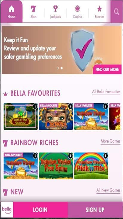 bella casino home mobile