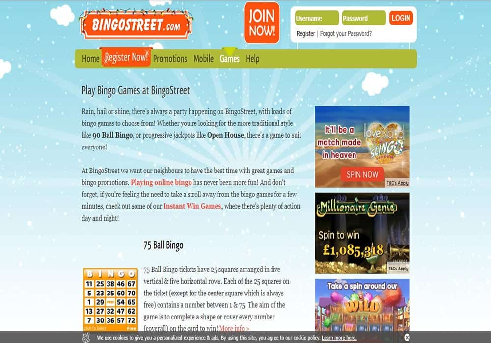 bingostreet game 888 Casino games page
