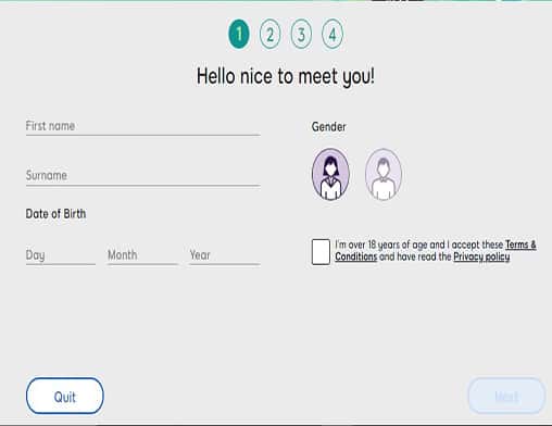 888 Casino sign up page