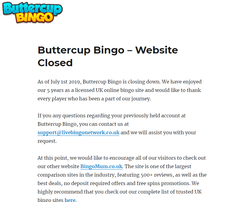 buttercup bingo home CLOSED buttercup bingo home CLOSED
