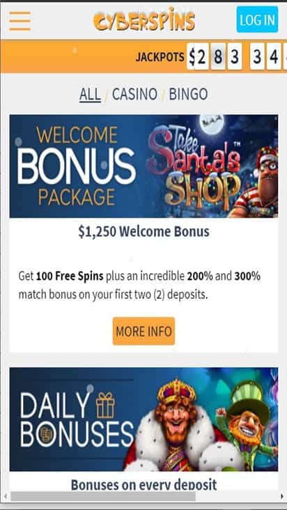cyberspins promo mobile