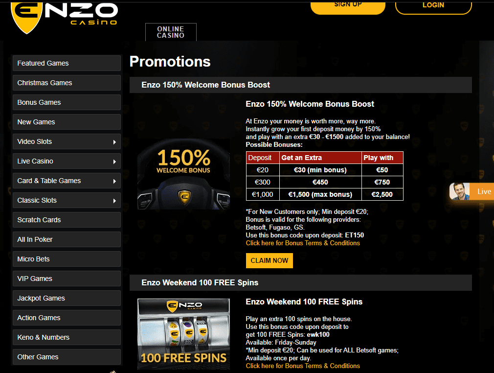 enzo casino promo promotions
