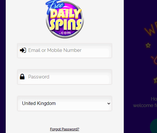 free daily spins login