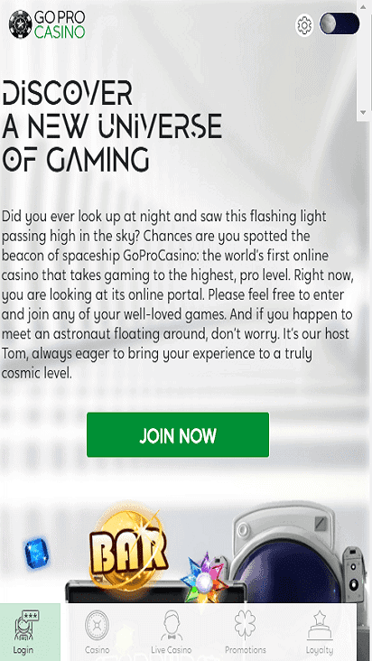 goprocasino home mobile